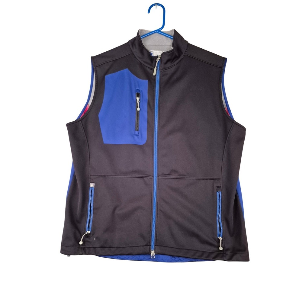 Peter Millar Mens Softshell Full Zip Vest Black Blue Hff Ms19ez21 Size Large